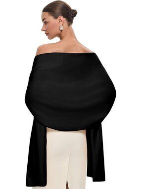 〽️Women's Pashmina Shawl Black Viscose Wedding Bridal Winter Warm Shoulder Wrap